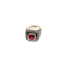 Load image into gallery, Ruby and marcasite signet ring