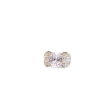 Load the image in the gallery, Marquise-cut pave and stepped center diamond silver ring
