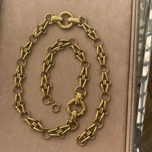 Load the image in the gallery, Golden long necklace sophisticated mesh two rings
