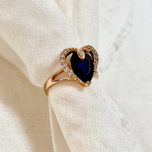 Load image in gallery, Heart of the ocean sapphire drop diamond lines ring