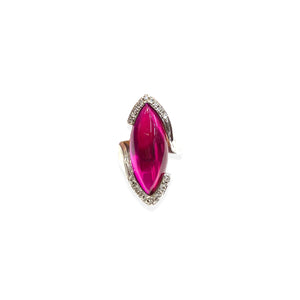 1930 ring in silver and oval ruby