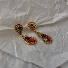 Load the image in the gallery, Very beautiful pendant earrings pink and purple cabochons
