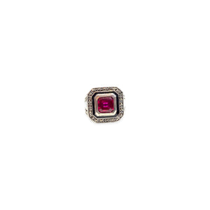 Ruby and marcasite signet ring