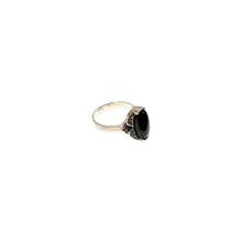 Load the image in the gallery, Marquise ring in silver, onyx and marcasite