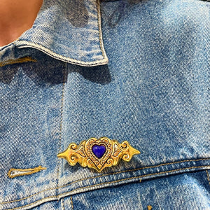 Blue heart brooch