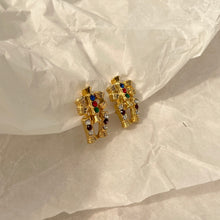 Load image into Gallery viewer, Boucles dorées robot diamants plein de couleurs
