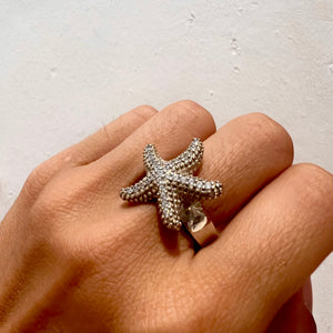 Silver starfish ring