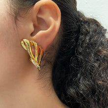 Load the image in the gallery, Wing earrings straps a line of rhinestones