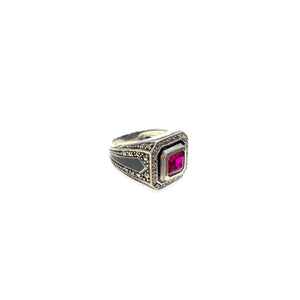 Ruby and marcasite signet ring