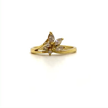 Load and play the video in the gallery viewer, Fine golden ring with 3 vintage fake white diamonds from GIGI PARIS