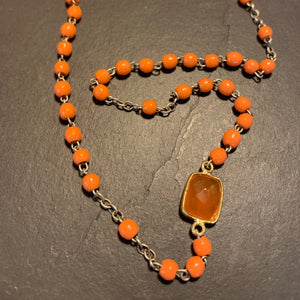 Rosary and Carnelian necklace