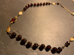 Garnet beaded rosary necklace