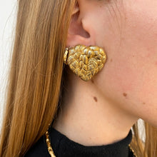 Load image into Gallery viewer, Guy Laroche Vintage braided golden heart earrings from GIGI PARIS