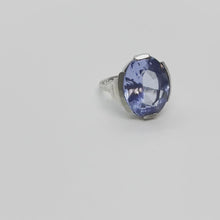 Load and play the video in the gallery viewer, Vintage 1930 silver and blue topaz stepped ring from GIGI PARIS