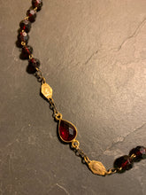 Load image in gallery, Garnet bead rosary necklace