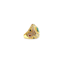 Load image into Gallery viewer, Large golden green stone ring