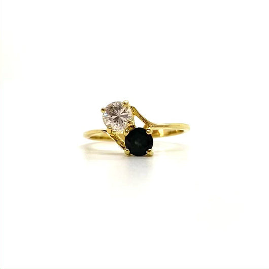 Ring you and me faux diamonds black and white gold plated vintage from GIGI PARIS
