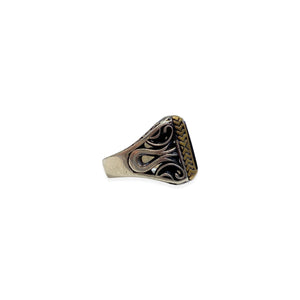 1970 silver and onyx ring inspired by Art Nouveau