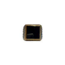 Load image into Gallery viewer, 1970 silver and onyx ring inspired by Art Nouveau