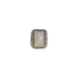 80s silver and mother-of-pearl ring