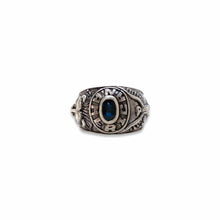 Load image into Gallery viewer, Vintage American silver and sapphire college ring from CHEZ GIGI PARIS