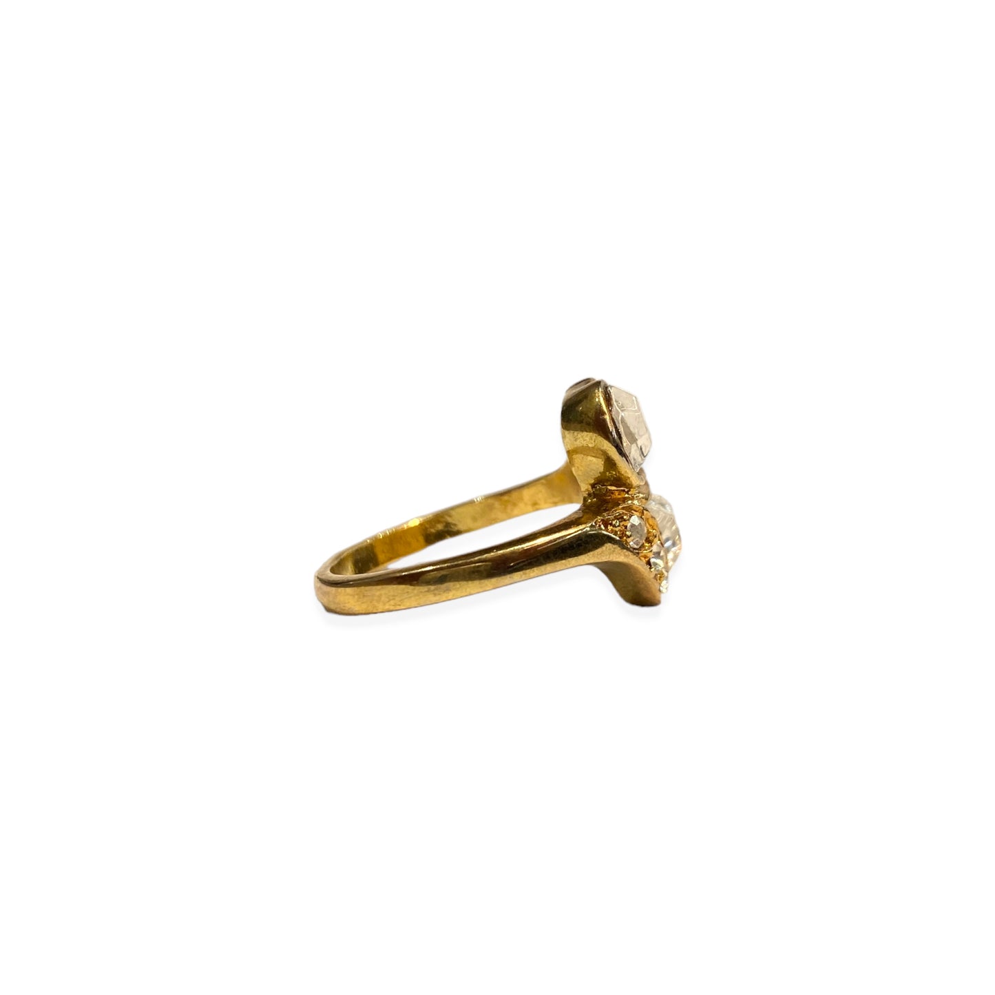 You and me gold ring with drop-cut diamonds
