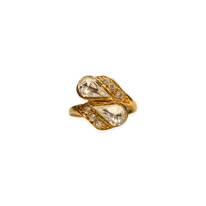 You and me gold ring with drop-cut diamonds