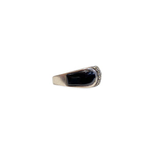 Silver ring two onyx and marcasite