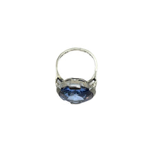 Load image into Gallery viewer, Vintage 1930 silver and blue topaz stepped ring from GIGI PARIS