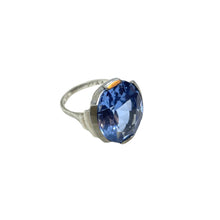 Load the image in the gallery, Vintage 1930 silver and blue topaz stepped ring from GIGI PARIS