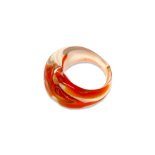 Load image into Gallery viewer, White glass ring with orange swirl and vintage golden spots from GIGI PARIS