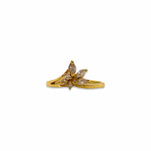 Load image into Gallery viewer, Thin golden ring with 3 vintage fake white diamonds from GIGI PARIS