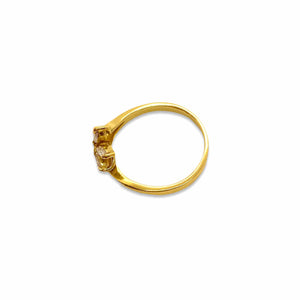 Thin golden ring with 3 vintage fake white diamonds from GIGI PARIS