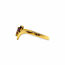 Load the image in the gallery, Thin golden ring with 3 fake vintage rubies from GIGI PARIS
