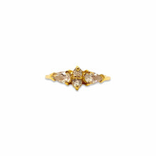 Load the image in the gallery, Thin gold symmetrical ring with 4 faux vintage diamonds from GIGI PARIS