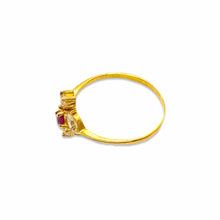 Load the image in the gallery, Thin gold-plated white heart flower ring From GIGI PARIS