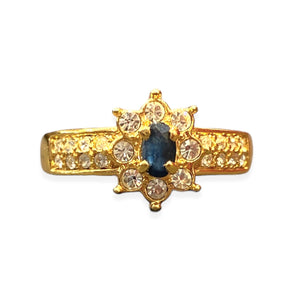 Midnight Blue Diamond Heart Flower Ring