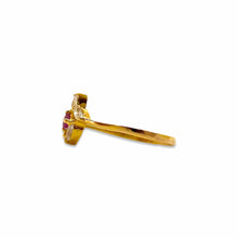Load the image in the gallery, Gold plated red heart flower ring From GIGI PARIS