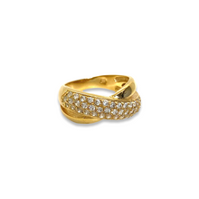 Load the image in the gallery, Gold plated ring smooth intertwined lines and vintage white stones from GIGI PARIS