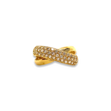 Load the image in the gallery, Gold plated ring smooth intertwined lines and vintage white stones from GIGI PARIS