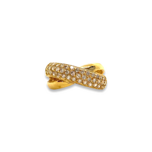 Gold plated ring smooth intertwined lines and vintage white stones from GIGI PARIS