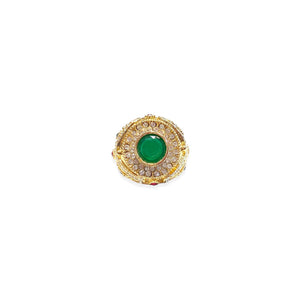 Big golden green stone ring