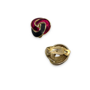 Openwork 80s earrings 3 red and black rings