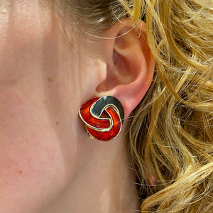 Openwork 80s earrings 3 red and black rings