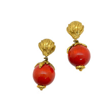 Upload the image to the gallery, Yves Saint Laurent vintage gold and red earrings from GIGI PARIS