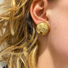 Load image into Gallery viewer, Round gold and sparkle earrings