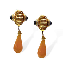 Load image into Gallery viewer, Orange Pearl Dangle Earrings