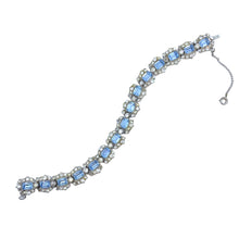 Load image into Gallery viewer, Bracelet fantaisie cristaux du rhin métal argenté fermoir à clapet sécurité ancienne 1950 vintage de chez GIGI PARIS
