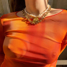 Load the image in the gallery, Vintage gold thick cable chain chocker necklace from GIGI PARIS