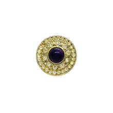 Load the image in the gallery, Imposing golden ring with rope effect violet stone and vintage faux white diamonds From GIGI PARIS